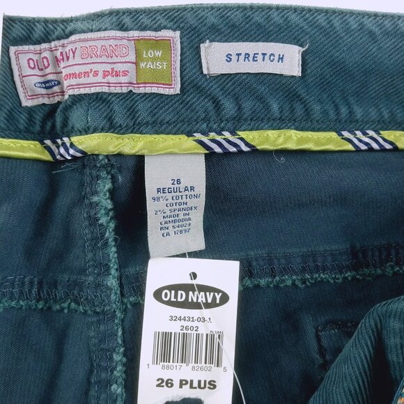 Old Navy Belted Low Waist Bootcut Corduroy Pants Women's Size 26 Blue Stretch - Picture 7 of 7
